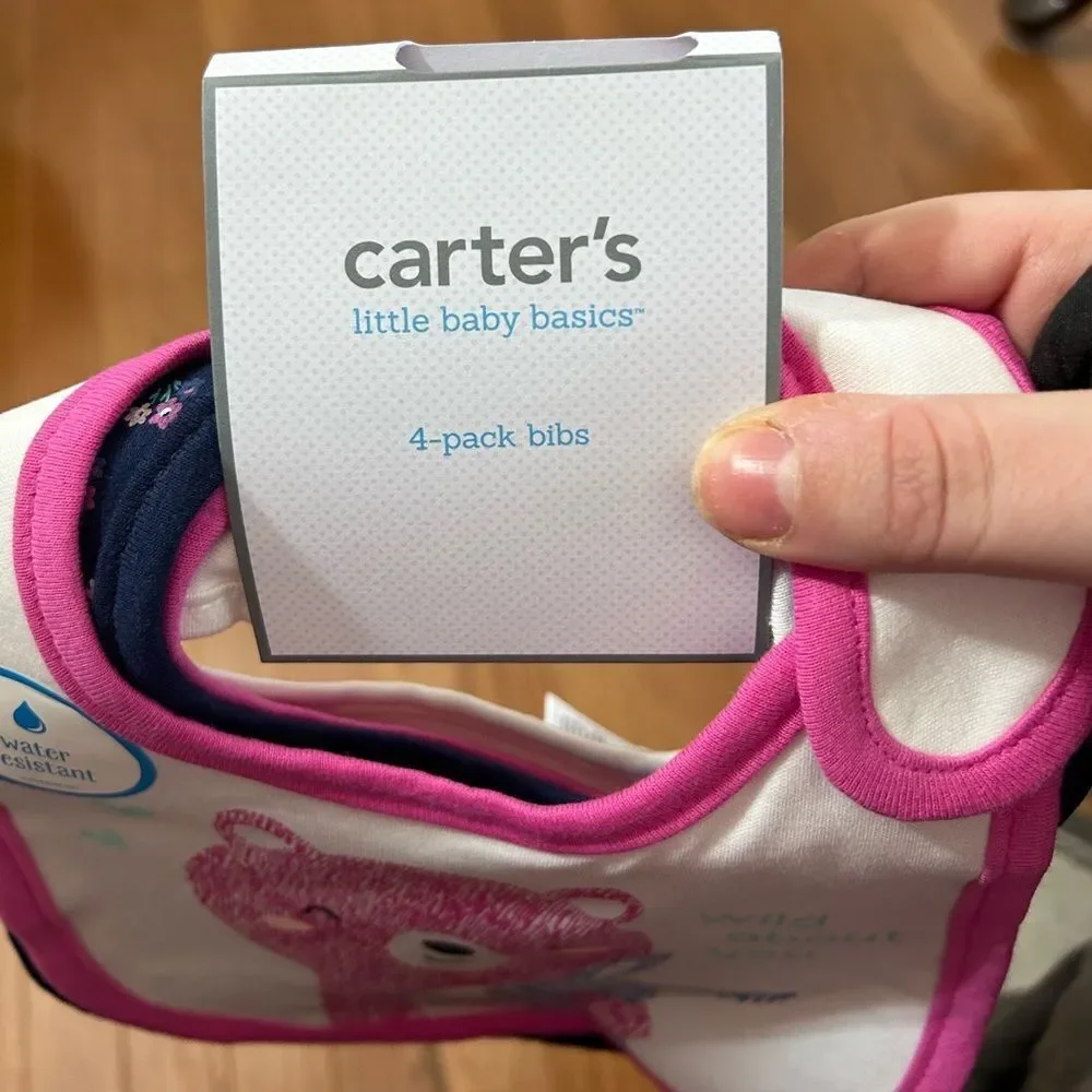 Carter’s Water Resistant Infant Girl Bibs NWT